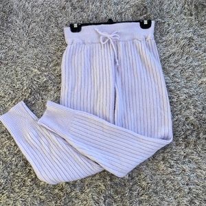 Free People Around the Clock Ribbed Joggers Pants Lavender Sz Medium